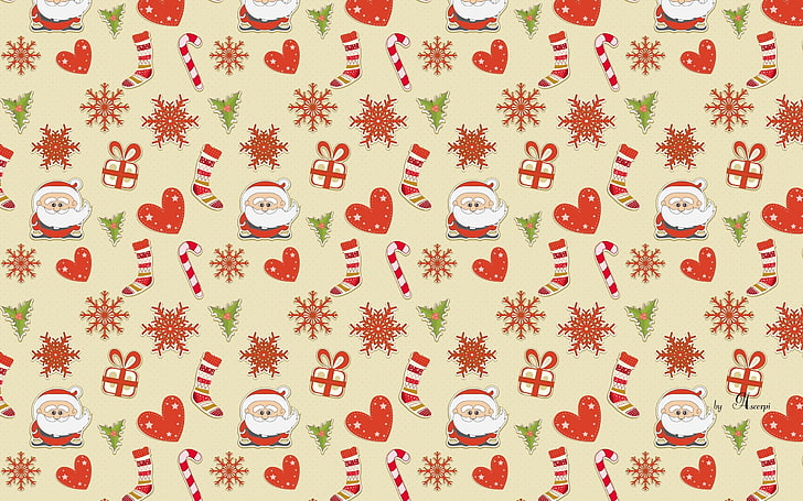 Christmas, New Year, no people, pattern, red, indoors, textile, HD wallpaper