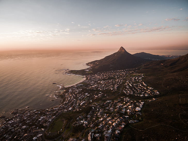landscape, Cape Town, South Africa, city, aerial, HD wallpaper