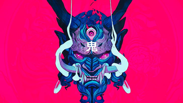 demon, demon horns, Japanese Art, HD wallpaper