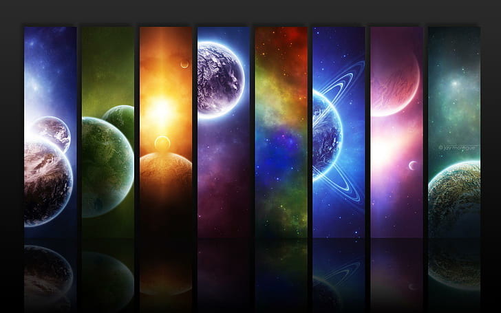 Infinity World, 8 panel photo of solar system planets, creative and graphics, HD wallpaper