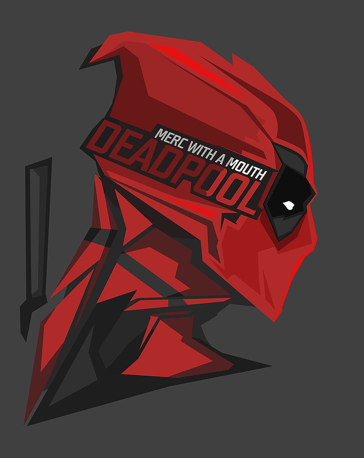 Deadpool illustration, Marvel Heroes, Marvel Comics, gray background