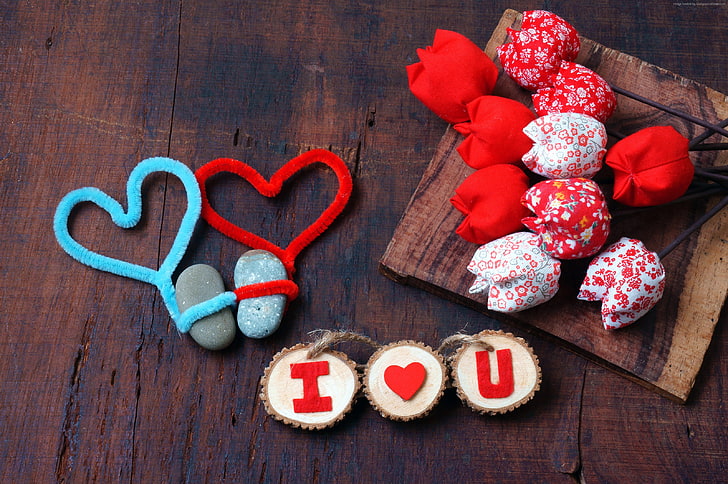 decorations, Valentines Day, tulip, romantic, heart, love