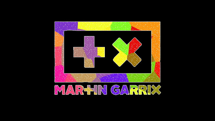 Martin Garrix logo, DJ, black background, multi colored, studio shot, HD wallpaper