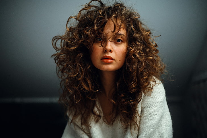 500px, curly hair, Marat Safin, portrait, women, hairstyle, HD wallpaper