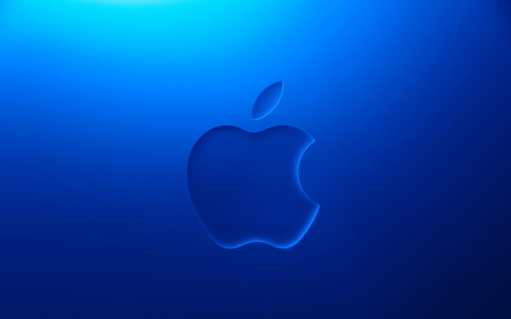 Apple logo, Apple Inc., blue background, water, underwater, sea, HD wallpaper