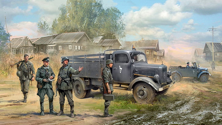Germany, the Wehrmacht, Ivan Hurenko, Car.1, German infantry, HD wallpaper