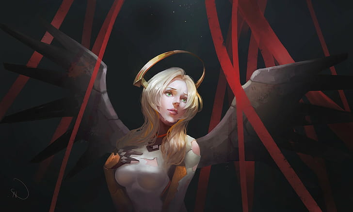 Overwatch angel character wallpaper, Mercy (Overwatch), one person