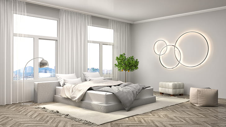 design, bed, interior, bedroom, modern