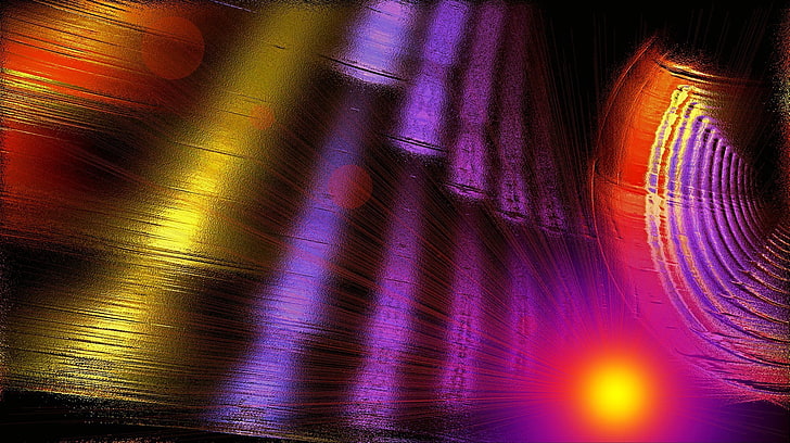 abstract, digital art, dark, colorful, lens flare, purple, illuminated