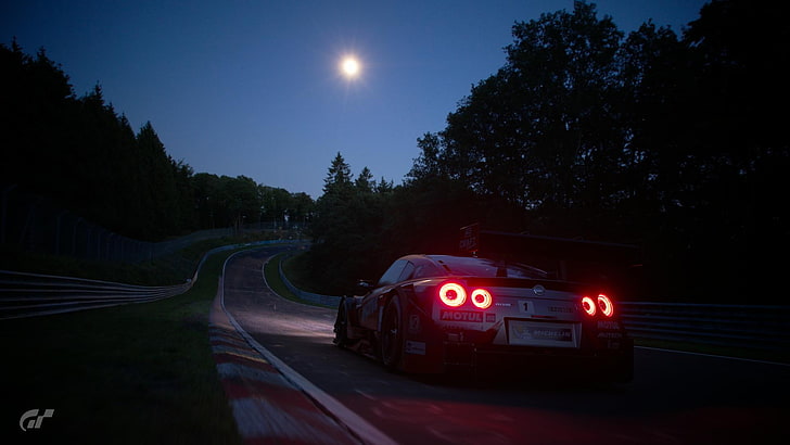 Gran Turismo Sport, car, transportation, night, illuminated