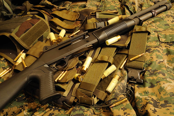 weapons, the gun, camouflage, self-loading, smoothbore, store, HD wallpaper