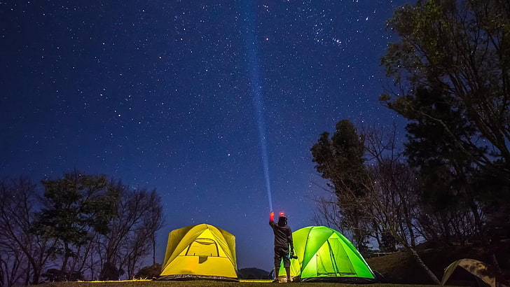 HD wallpaper: camping, tent, sky, nature, night, tree, outdoor, stars,  light | Wallpaper Flare