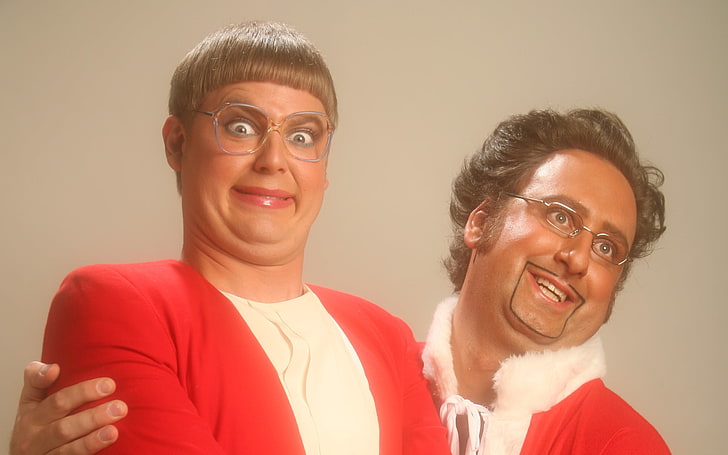 women's red cardigan, Tim & Eric Awesome Show, two people, HD wallpaper