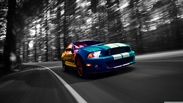 Hd Wallpaper Blue And White Ford Mustang Gt Shelby Gt500 Ford Mustang Shelby Wallpaper Flare