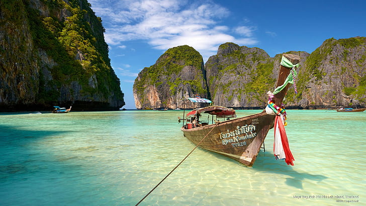 Maya Bay, Koh Phi Phi Leh Island, Thailand, Beaches, HD wallpaper