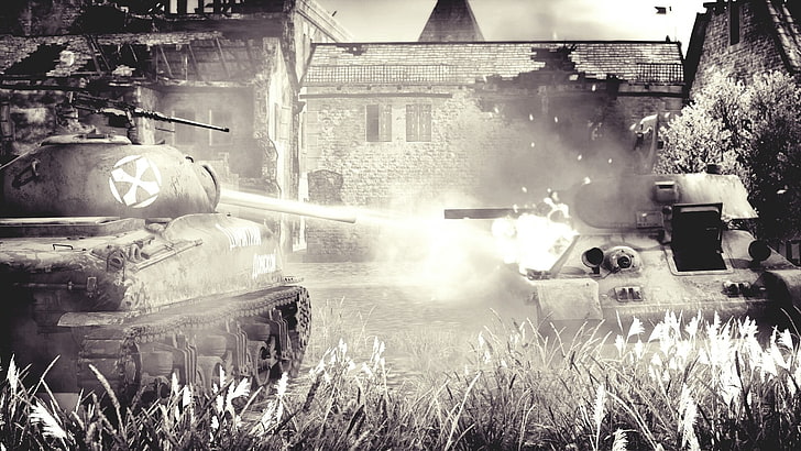 War Thunder, M4 Sherman, T-34, tank, World War II, architecture, HD wallpaper