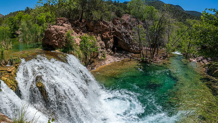 waterfall, fossil creek, 8k uhd, trail, arizona, united states, HD wallpaper