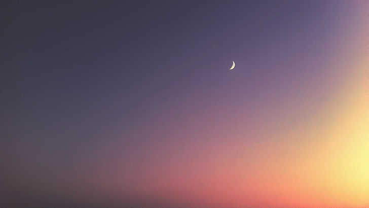 crescent moon, sky, beauty in nature, scenics - nature, low angle view, HD wallpaper