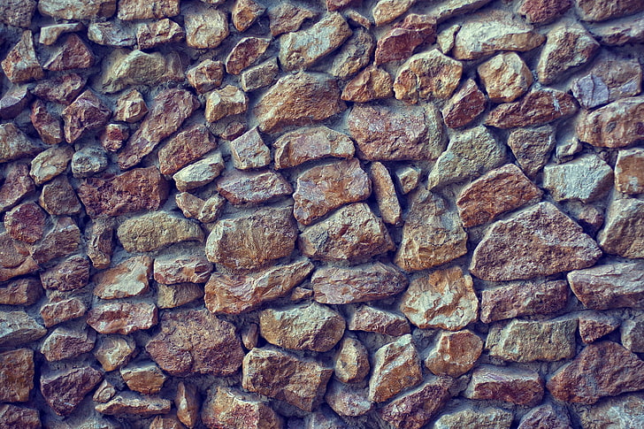 landscape photo of gray stone wall, stones, backgrounds, full frame, HD wallpaper