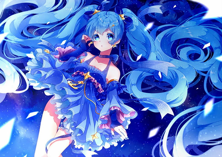 HD wallpaper: anime, Anime Girls, Blue Dress, blue eyes, Blue Hair, Hatsune  Miku | Wallpaper Flare