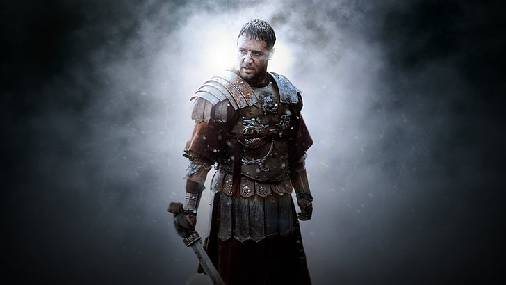 Movie, Gladiator, Russell Crowe, one person, warning sign, three quarter length, HD wallpaper