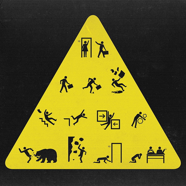 signage clip art, humor, signs, black background, yellow, men