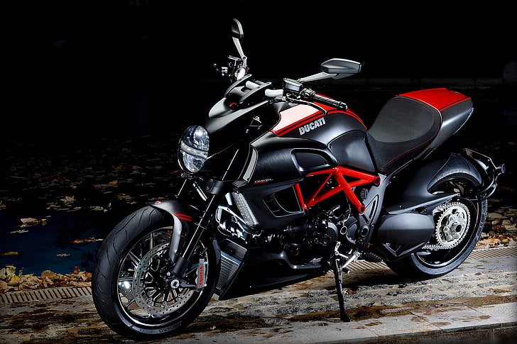 Ducati Diavel Carbon, red and black Ducati sports bike, Motorcycles, HD wallpaper