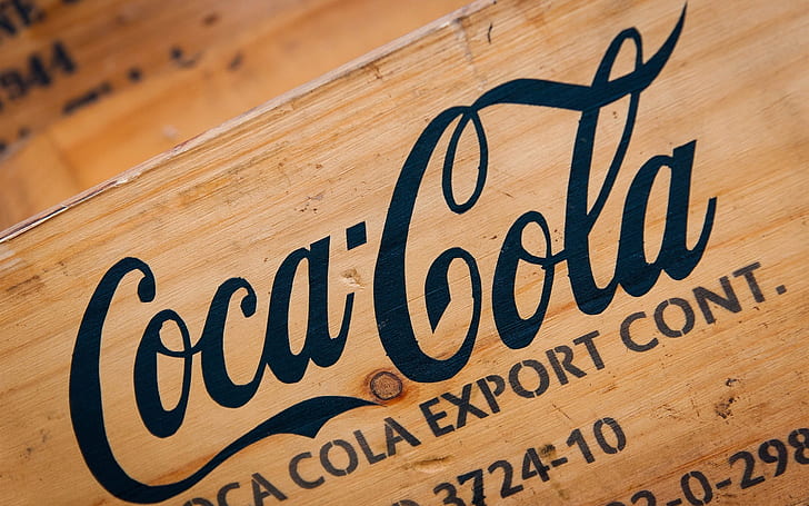 Coca-Cola logo, wood board