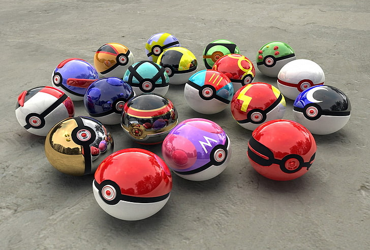 assorted-color Pokemon ball collection, Pokémon, Poké Balls