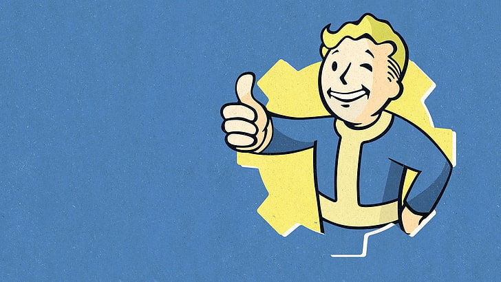 Vault boy logo, Fallout, Fallout 4, Fallout 4 Season Pass, blue, HD wallpaper