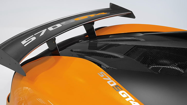 McLaren, McLaren 570S, McLaren 570S GT4, spoilers, orange color
