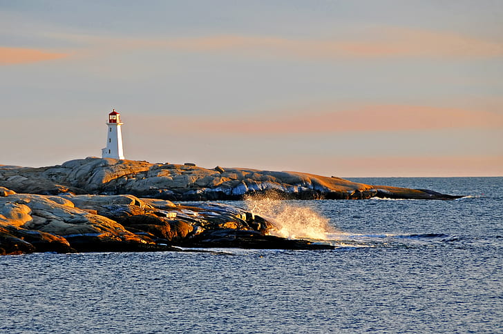 white lighthouse near ocean during daytime, DSC, Peggy's Cove, HD wallpaper