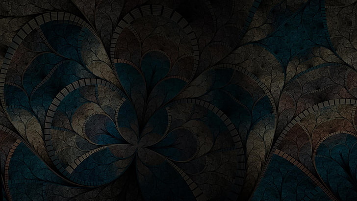 abstract, digital art, fractal, fractal flowers, dark, architecture, HD wallpaper