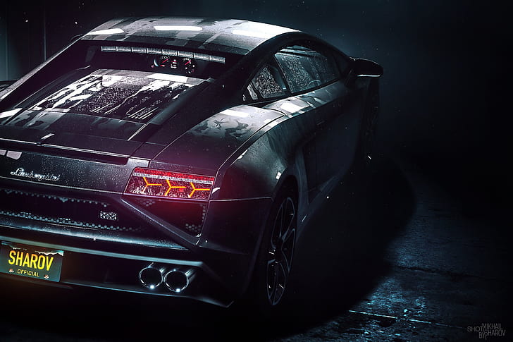 dark, car, vehicle, Lamborghini, Lamborghini Aventador, HD wallpaper