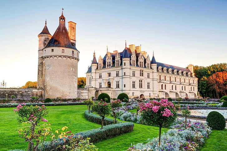 Castles, Château De Chenonceau, Architecture, Flower, France, HD wallpaper