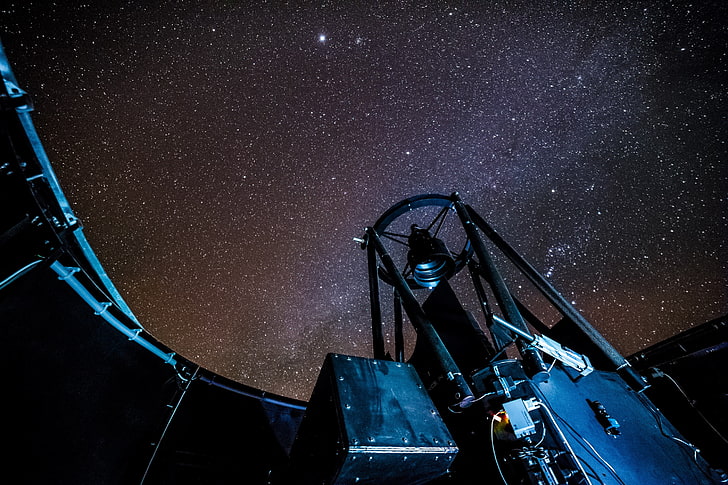 gray and black satellite, stars, observatory, nature, telescope