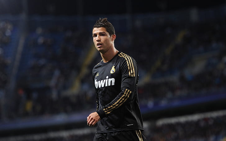 Cristiano Ronaldo HD, men's black long sleeve shirt, sports, HD wallpaper