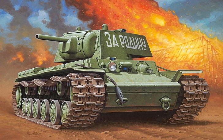 green battle tank wallpaper, figure, The second world, USSR, heavy, HD wallpaper