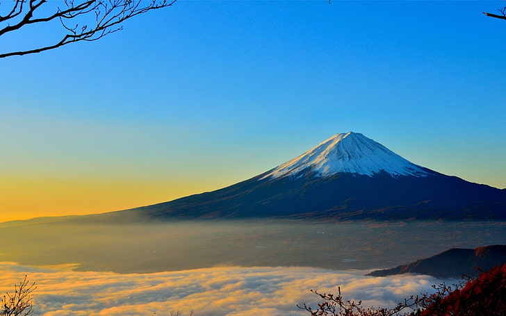 Mount Fuji, Japan, mountains, peaks, sky, mt Fuji, nature, snow