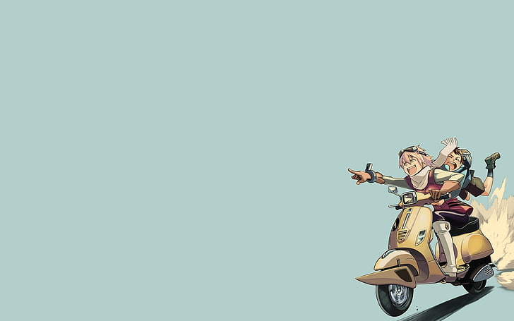 HD wallpaper: two animated character riding motor scooter digital wallpaper  | Wallpaper Flare