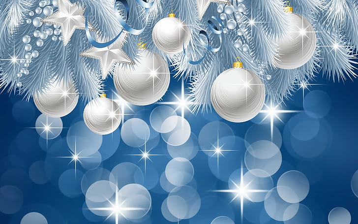 Christmas, New Year, Christmas ornaments, sparkles, vector art