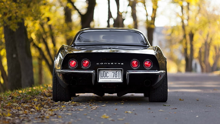 black Corvette car, vehicle, Chevrolet Corvette, C3, mode of transportation, HD wallpaper