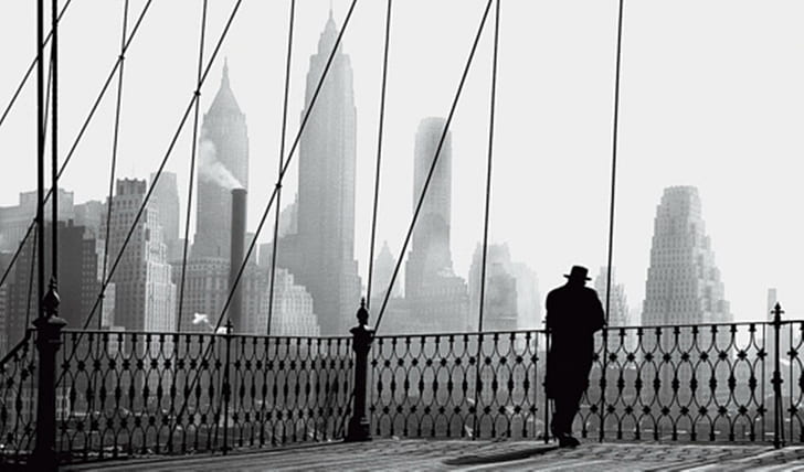 By Paul Himmel ~ Brooklyn Bridge~1950, white, black, photography