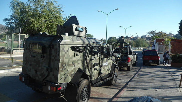 green, gray and black digital camouflage truck, Mexico, Army Mexican