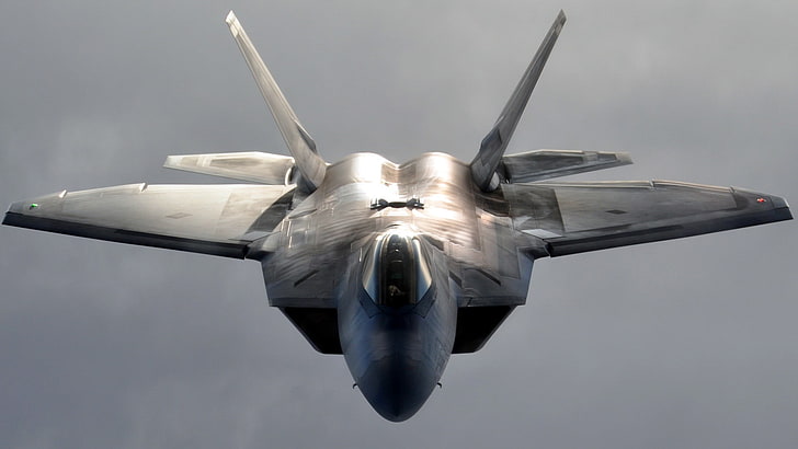 gray fighter plane, F-22 Raptor, military aircraft, vehicle, air vehicle