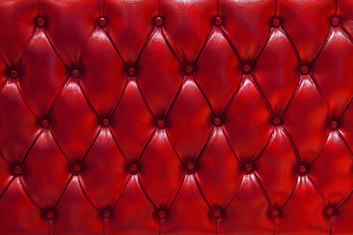 tufted red headboard, leather, texture, upholstery, skin, backgrounds, HD wallpaper