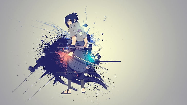 Uchiha Sasuke wallpaper, Naruto Shippuuden, anime boys, minimalism, HD wallpaper