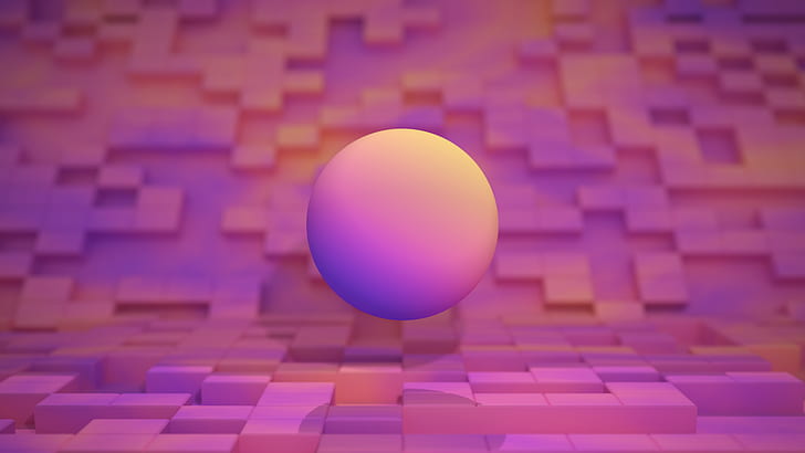 abstract, sphere, pink, purple, digital art, HD wallpaper