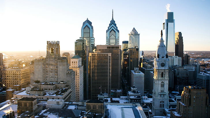 Philadelphia, building, cityscape, clear sky, HD wallpaper