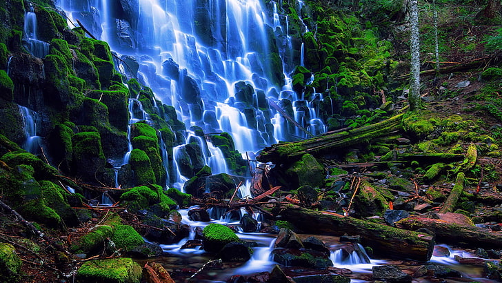 desktop background nature 2048x1152, waterfall, scenics - nature
